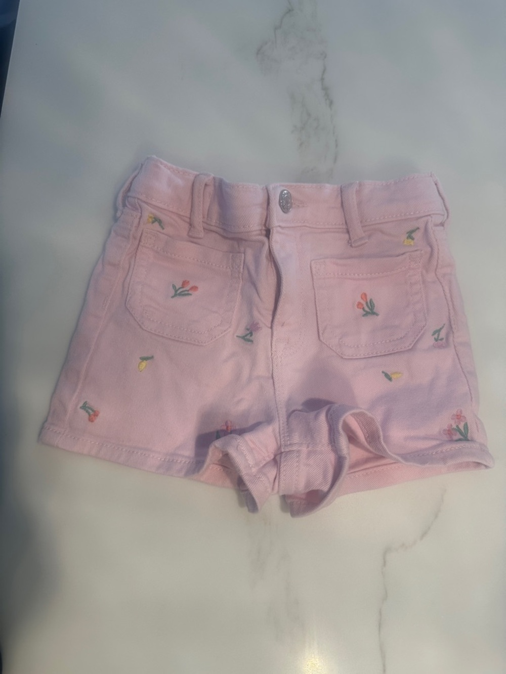 GAP Pink Embroidered Floral Cotton Shorts